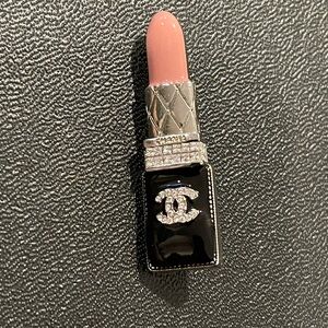 Fashion Jewelry Black & Pink Lipstick Brooch with Crystal CC